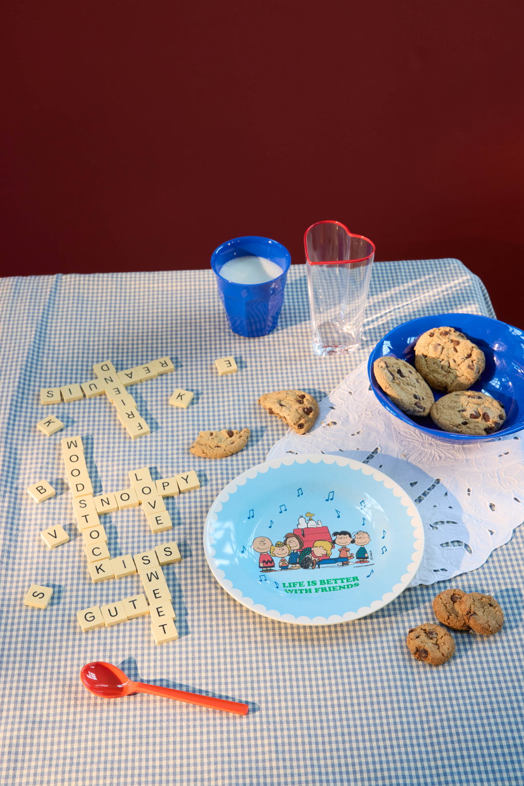 Hliðardiskur melamine - Snoopy/Soft blue