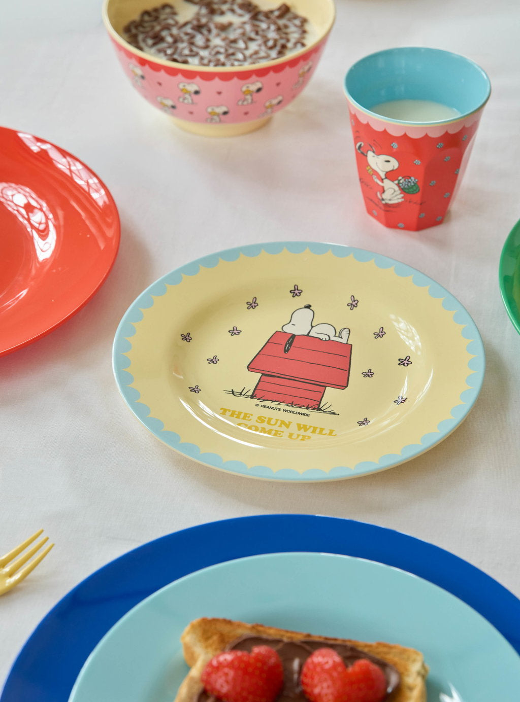 Hliðardiskur melamine - Snoopy/Cream