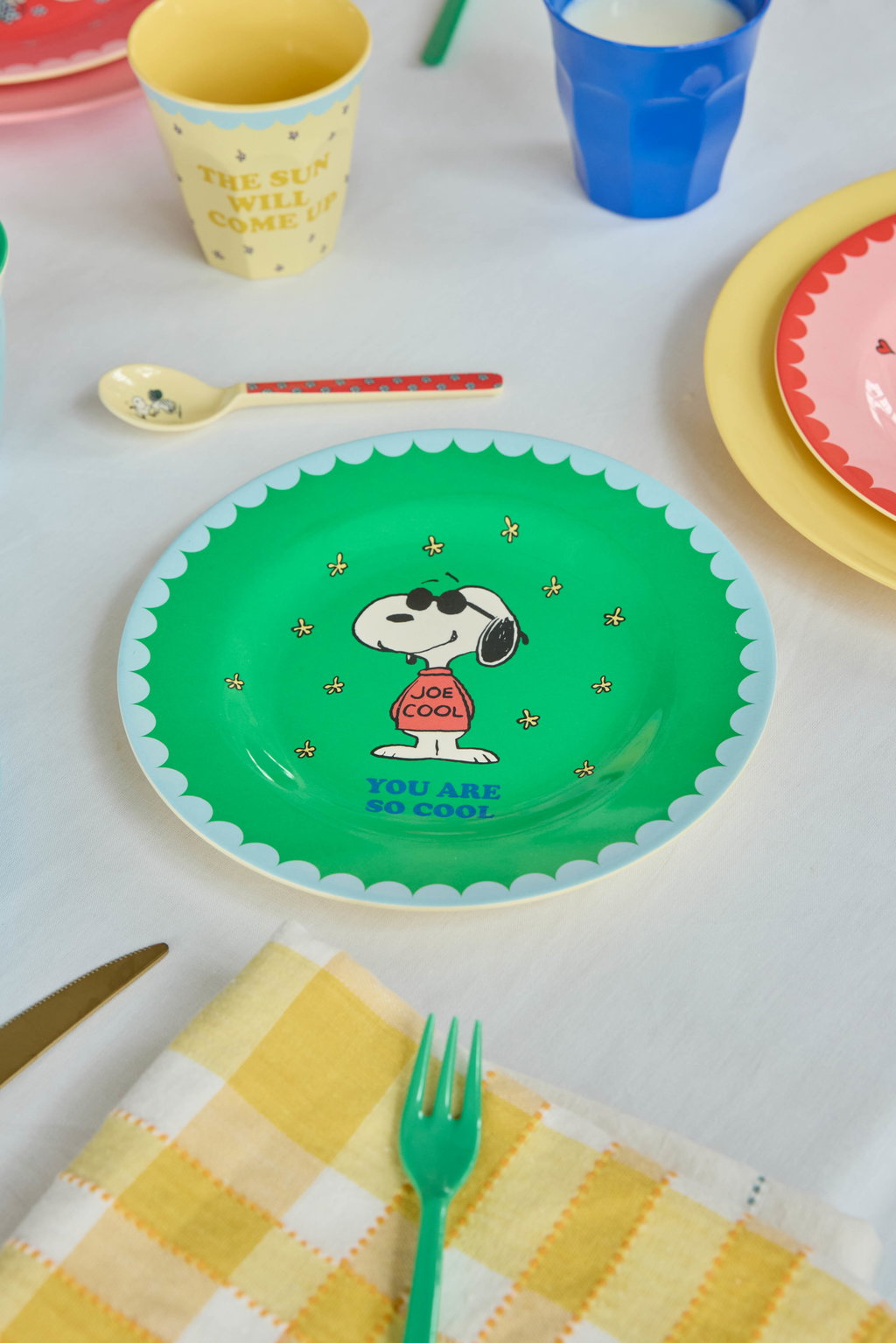 Hliðardiskur melamine - Snoopy/Green