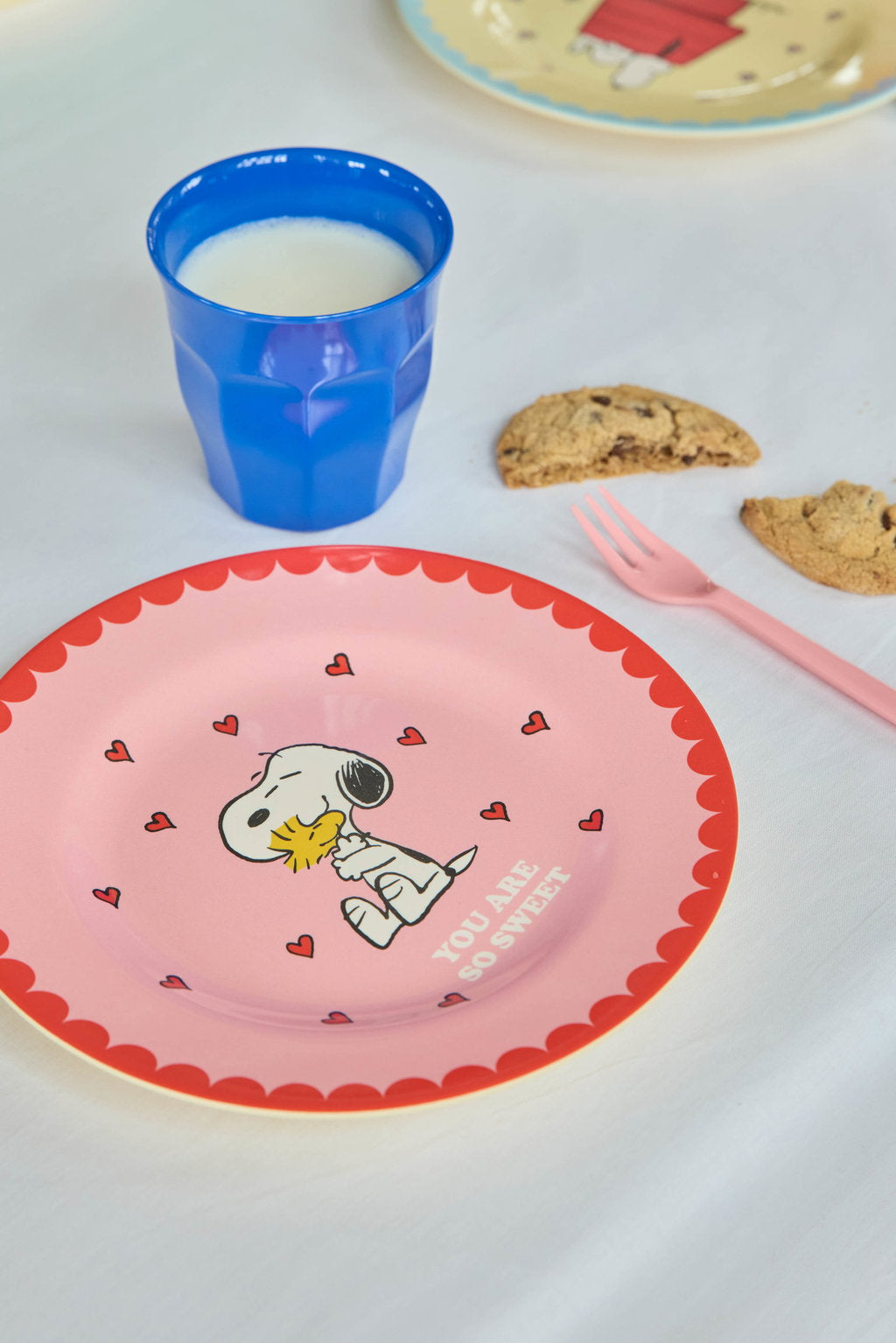 Hliðardiskur melamine - Snoopy/Pink