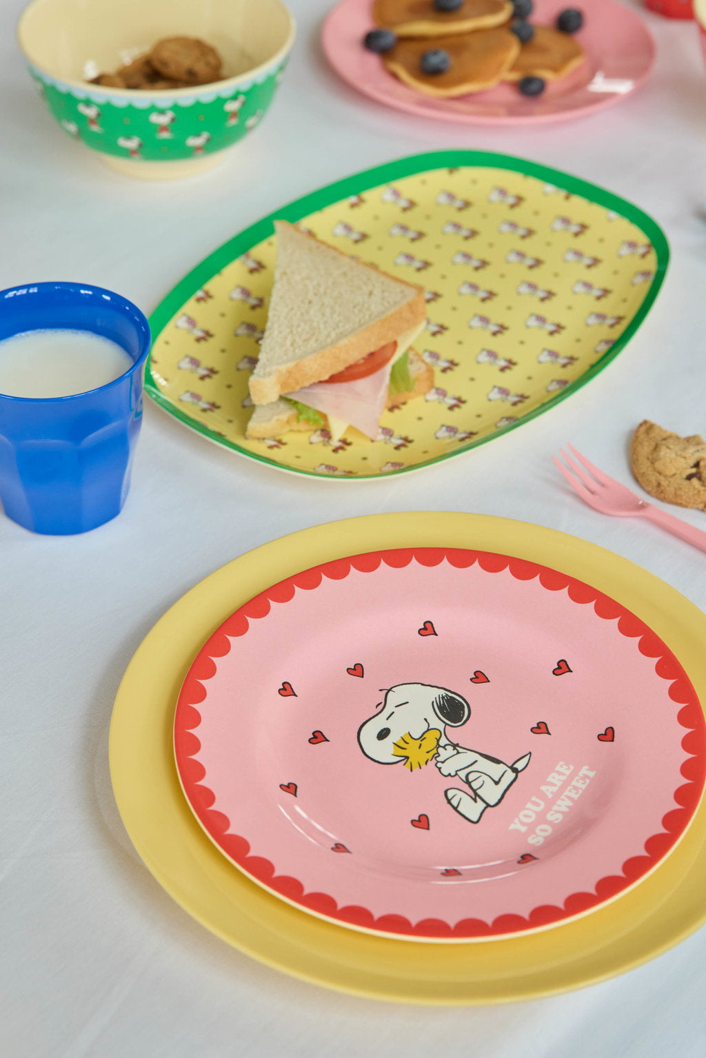 Hliðardiskur melamine - Snoopy/Pink