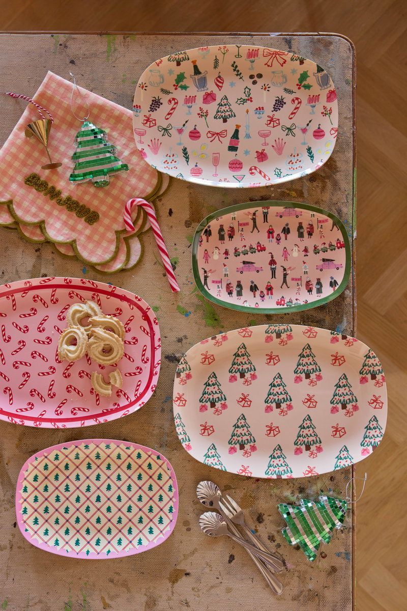 Framreiðsludiskur stór melamine - Xmas print