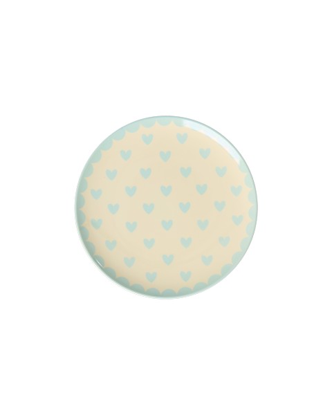 Kökudiskur melamine - Heart print/mint