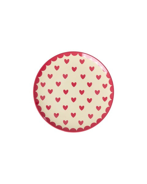 Kökudiskur melamine - Heart print/red