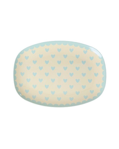 Framreiðsludiskur lítill melamine - Hearts Print/mint