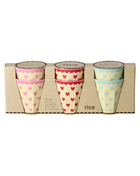 Glös melamine 6 stk. - Hearts print