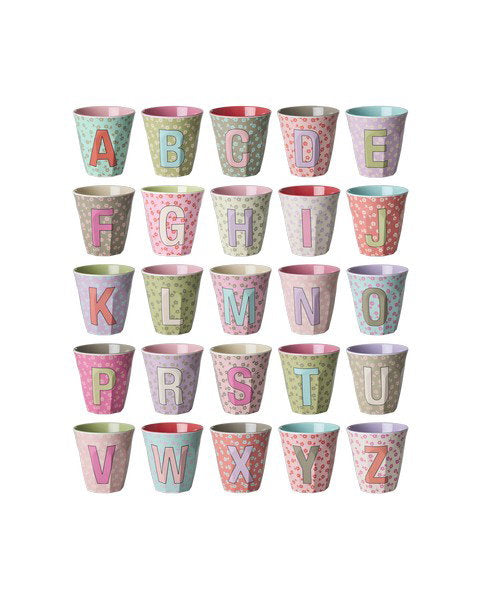 Glas melamine pinkish/floral - Alphabet