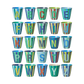 Glas melamine blueish/stripes - Alphabet