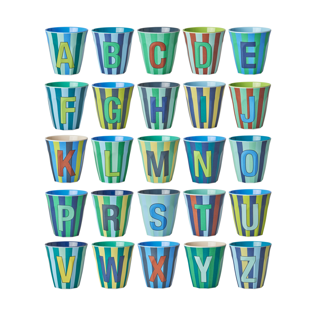 Glas melamine blueish/stripes - Alphabet