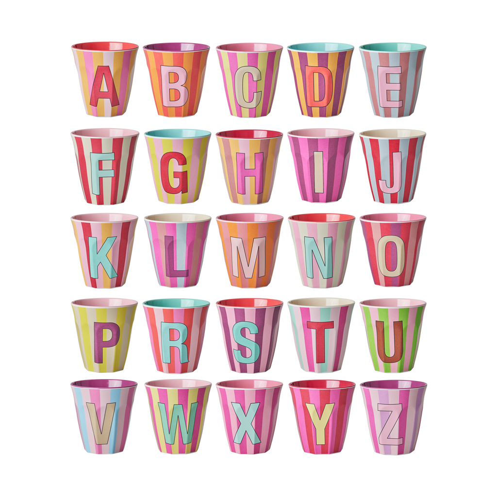 Glas melamine pinkish/stripes - Alphabet