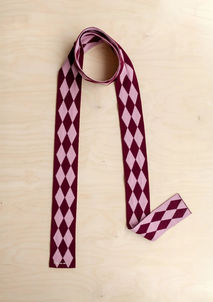 Skinny Scarf - Burgundy Harlequin