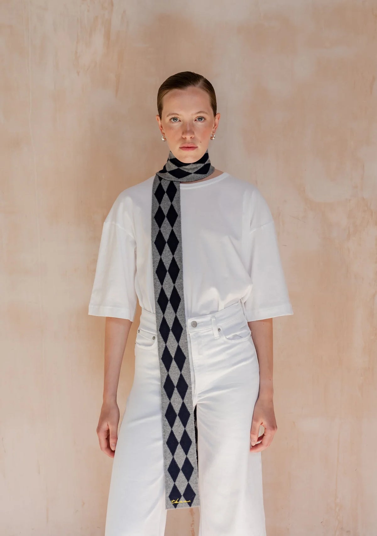 Skinny Scarf - Charcoal Harlequin