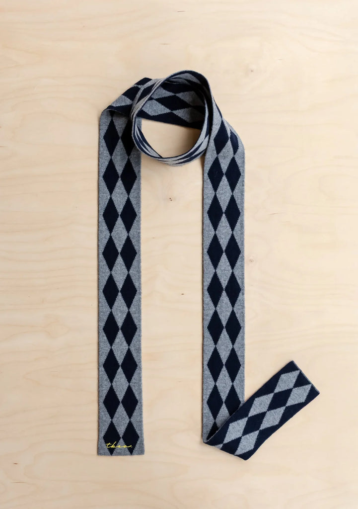 Skinny Scarf - Charcoal Harlequin