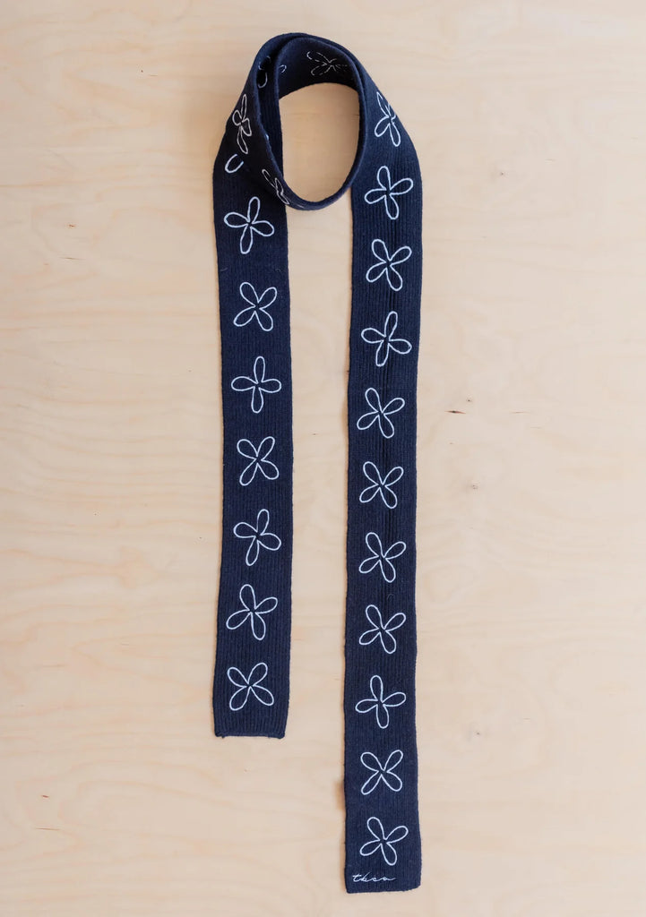 Skinny Scarf - Navy Flora