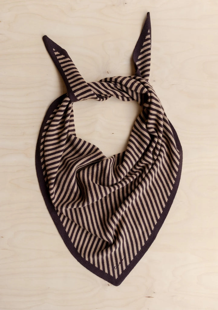 Large Triangle Scarf - Brown Stripe