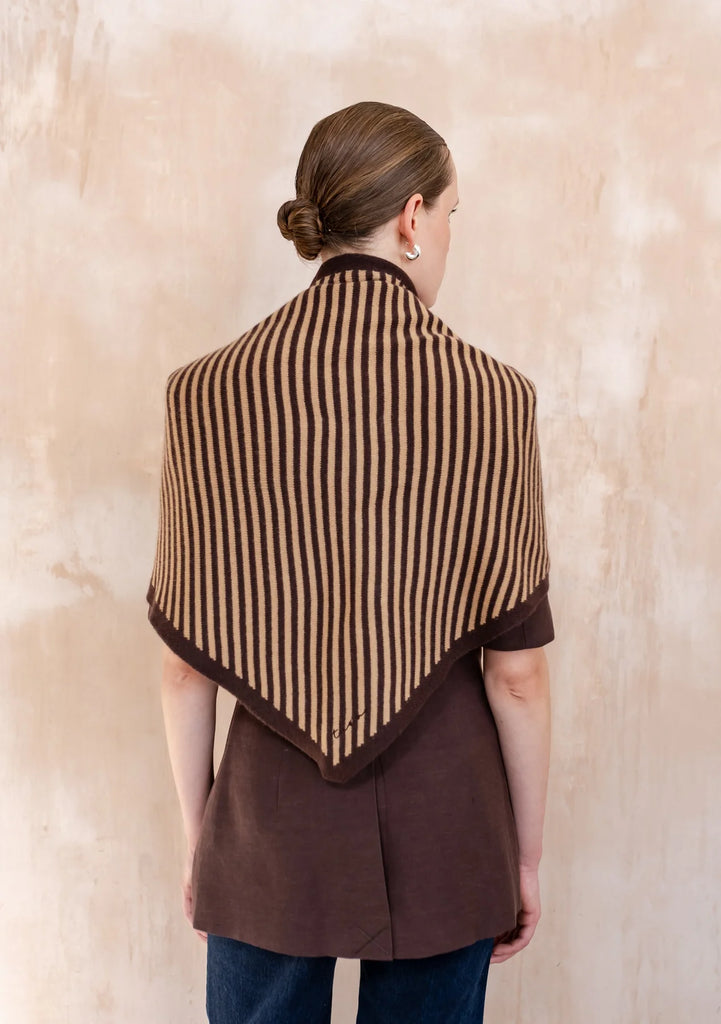 Large Triangle Scarf - Brown Stripe