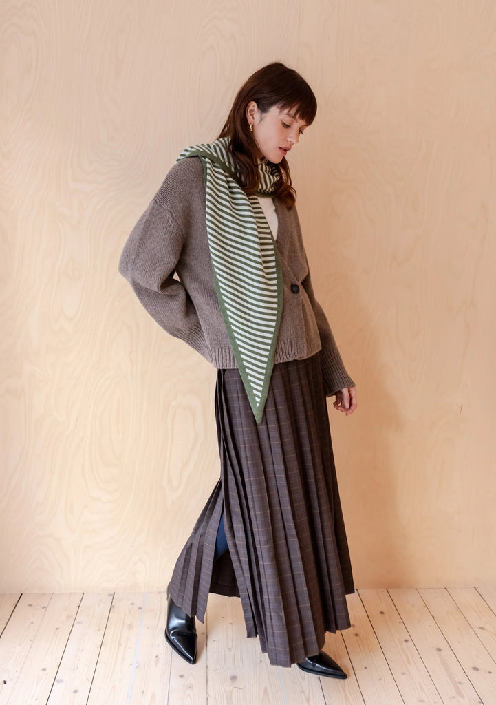 Large Triangle Scarf - Green Stripe