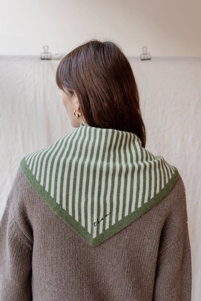 Large Triangle Scarf - Green Stripe