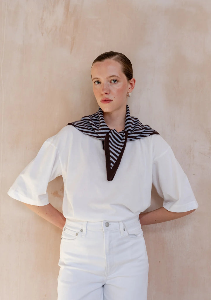 Triangle Scarf - Blue & Brown Stripe