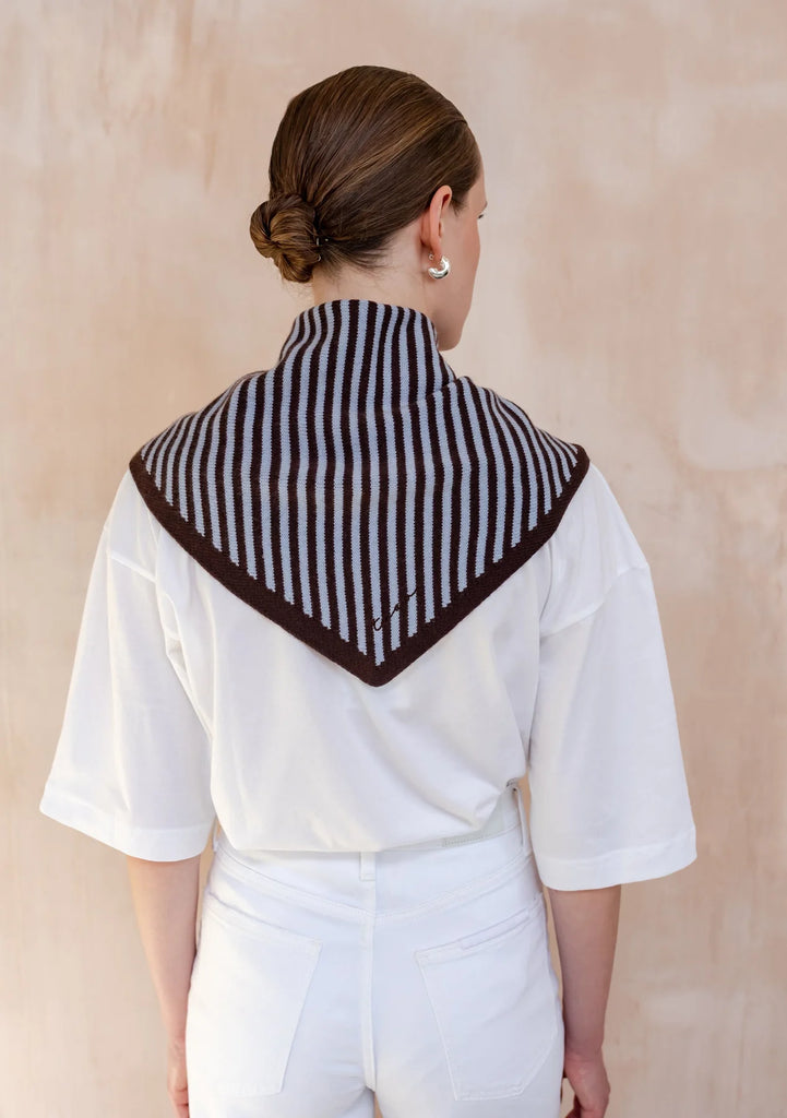 Triangle Scarf - Blue & Brown Stripe