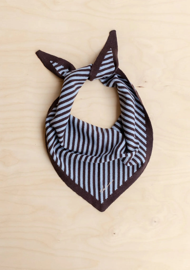 Triangle Scarf - Blue & Brown Stripe