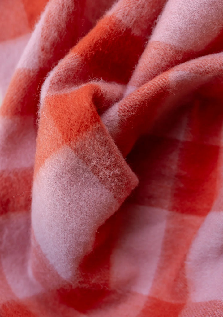 Lambswool Oversized Scarf - Pink Check