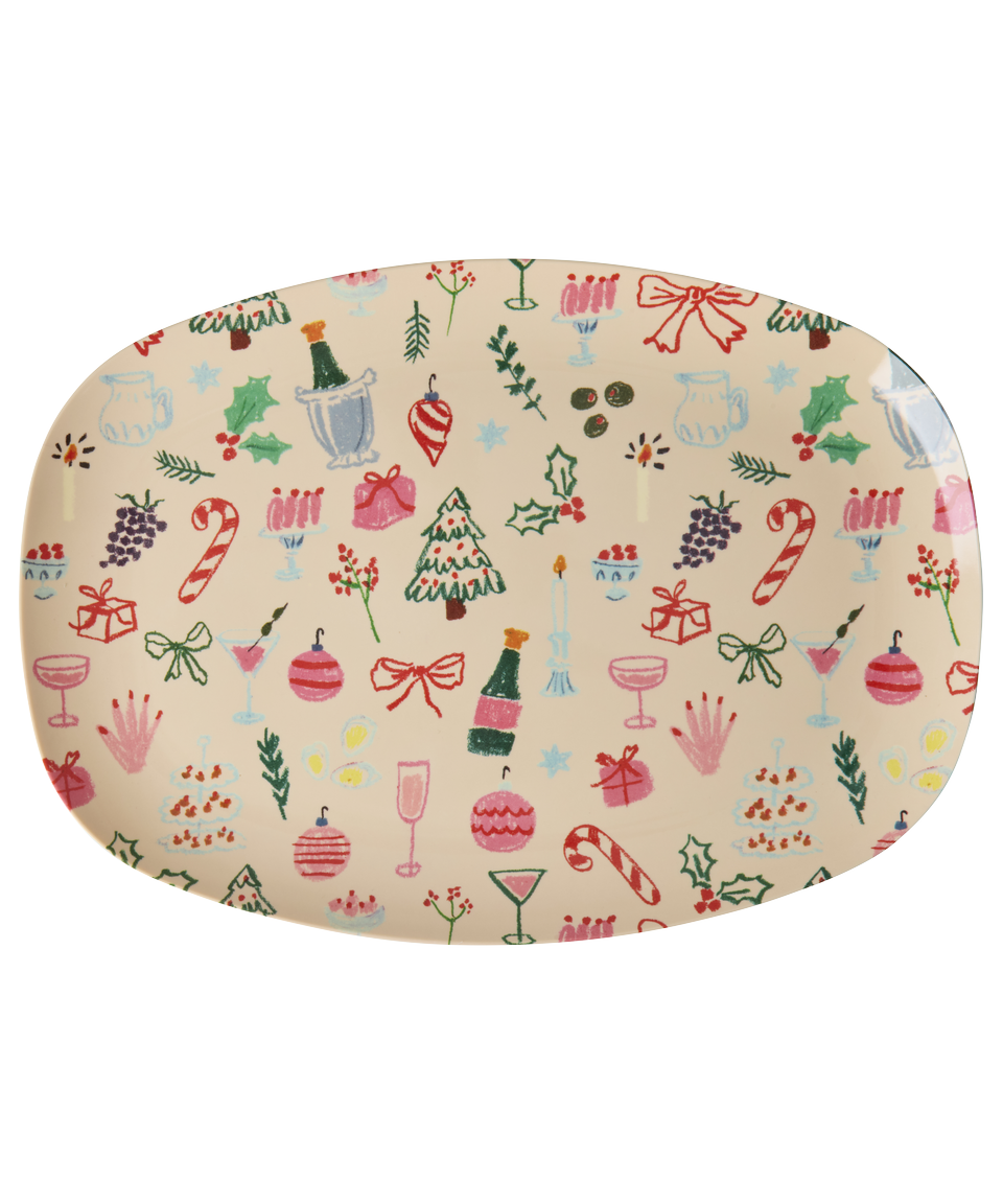 Framreiðsludiskur stór melamine - Xmas print