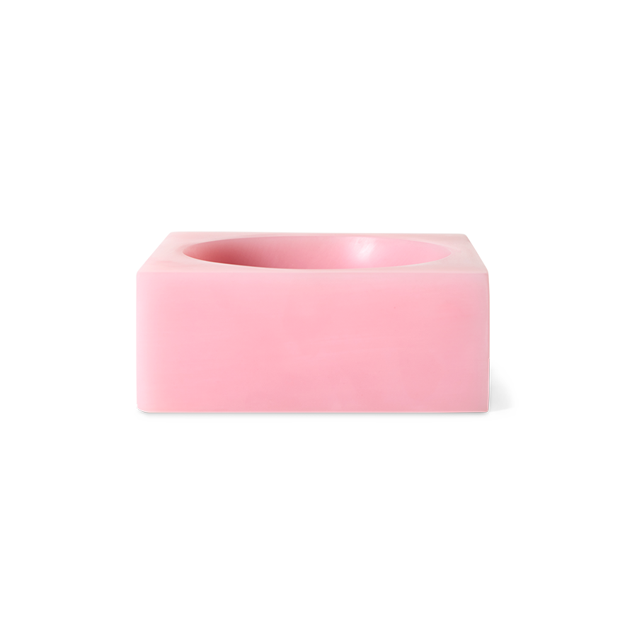 Skál/skúlptúr cube - pink/lítil