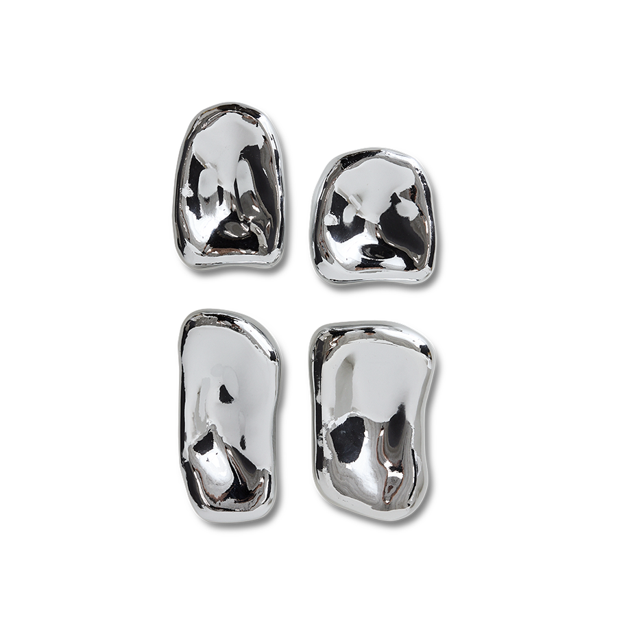 Gler skúlptúrar 4 stk. - chrome