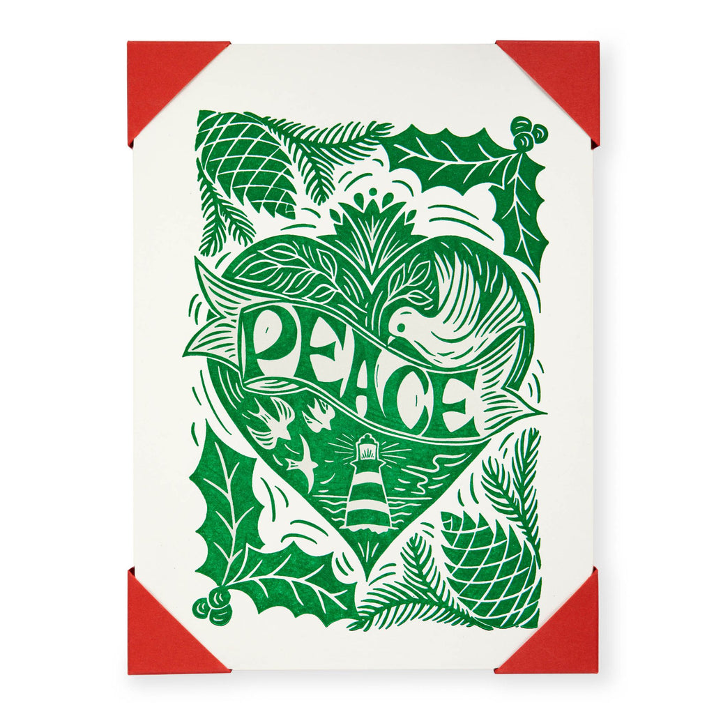Kort 5 stk. í pk. -  Festive Peace Heart