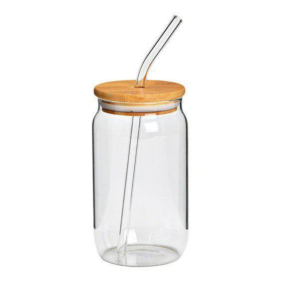 Can glas - með loki og röri