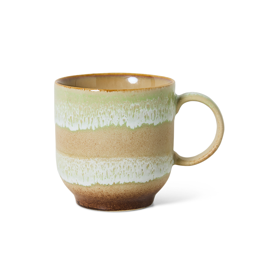 70's keramík bolli - umber/með haldi