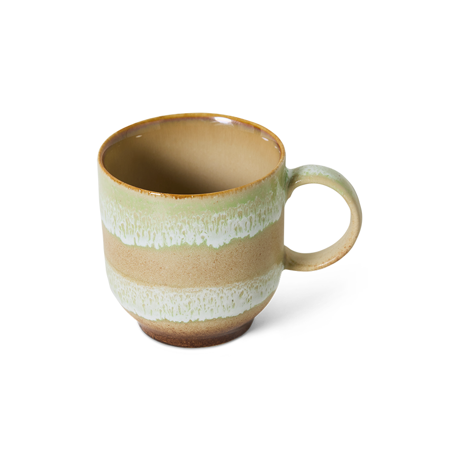 70's keramík bolli - umber/með haldi