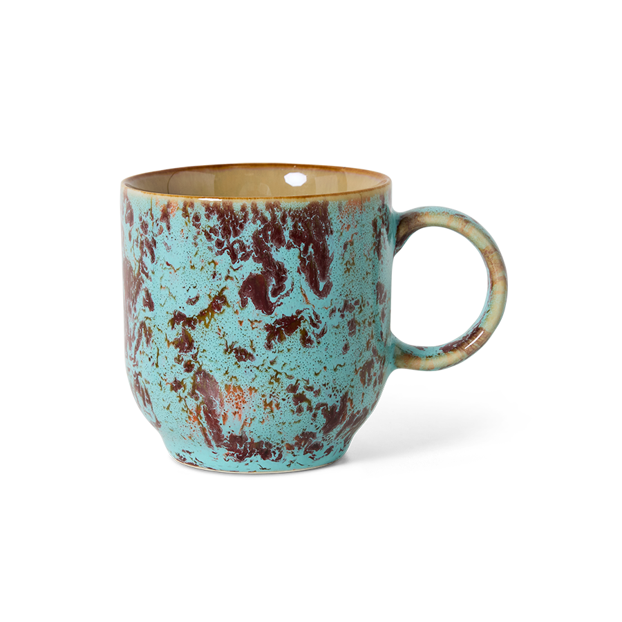 70's keramík bolli - patina/með haldi