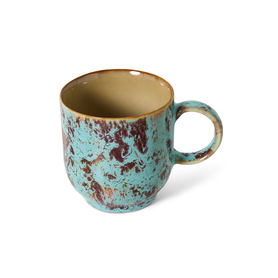 70's keramík bolli - patina/með haldi