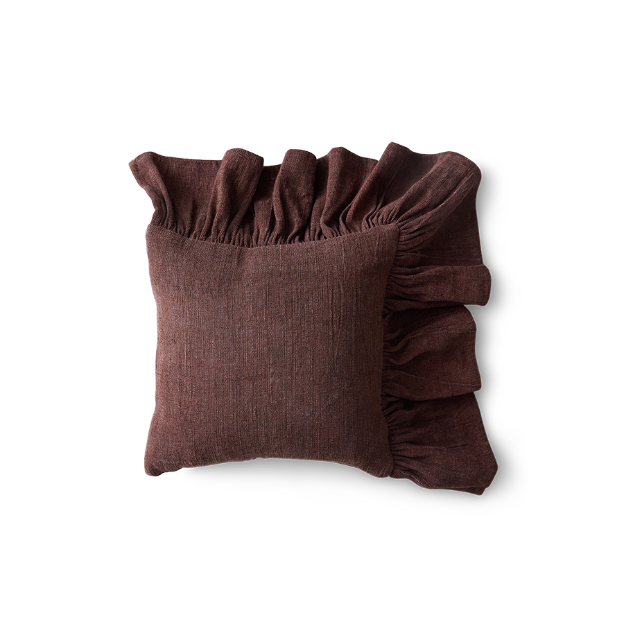 Púði 50x50 cm - ruffle chestnut